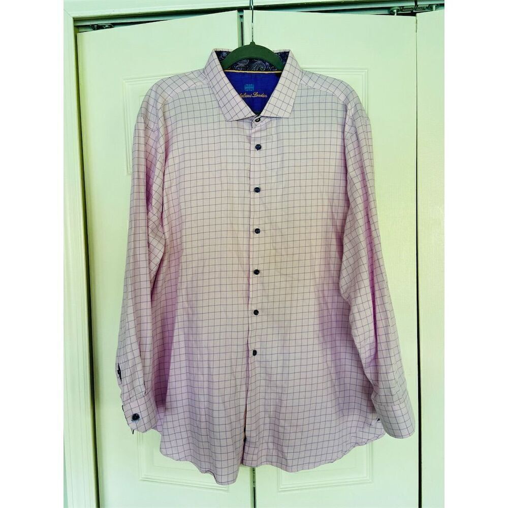Michelsons London Men's 2XL Pink Plaid Long Sleeve Button-Up Shirt